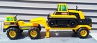 RARE Vintage 1992 Tonka Mighty Diesel Tractor Trailer Lowboy Set w/ Bulldozer