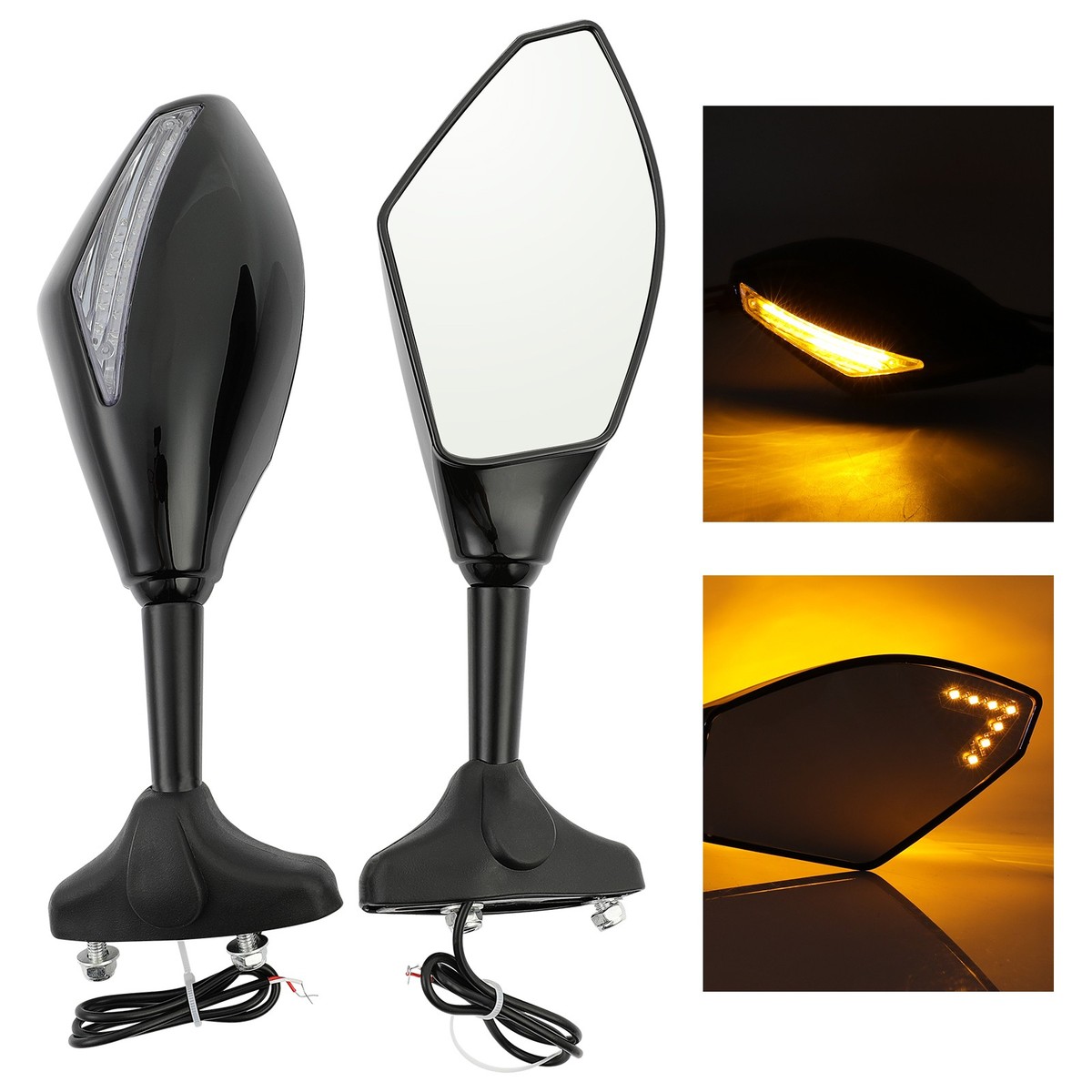 2x Motorcycle LED Turn Signals Rearview Mirrors For Yamaha YZF R1