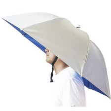 Umbrella Hat, 37 inch Fishing Hat Hands Free 37 inch, Silver-Blue