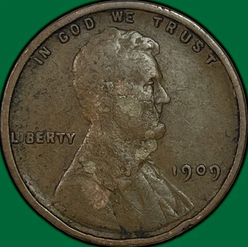 1909-VDB Lincoln Wheat Cent Very Fine VF Coin, Residue #37545