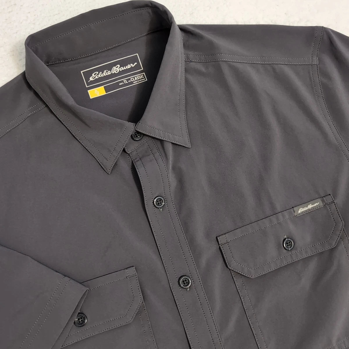 T-shirt Manches Longues Eddie Bauer Homme - Gris Coton Taille L, Casual Confort