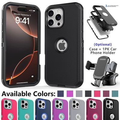 For iPhone 16e 16 Pro Max Plus Case Shockproof Heavy Duty Cover Car Phone Holder