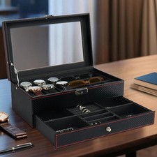 Uhrenbox Uhrenkasten 2 Ebenen Uhrenaufbewahrung Tragbare Elegante für Männer