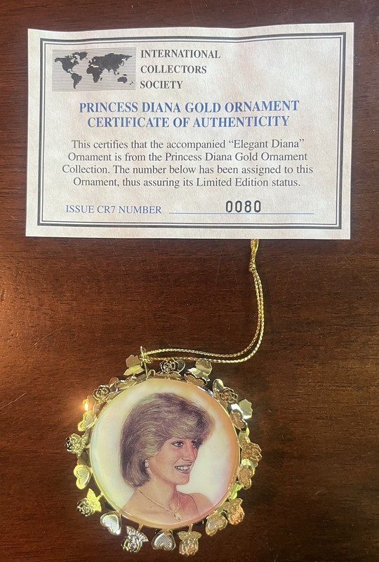 Princess Diana Ornament Collector’s Society RARE Limited Edition Number #80 COA