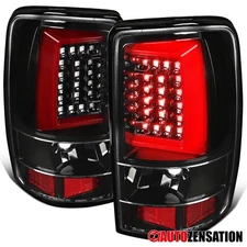 Fit 2000-2006 Chevy Suburban Tahoe Yukon Slick Black LED Tail Lights Left+Right