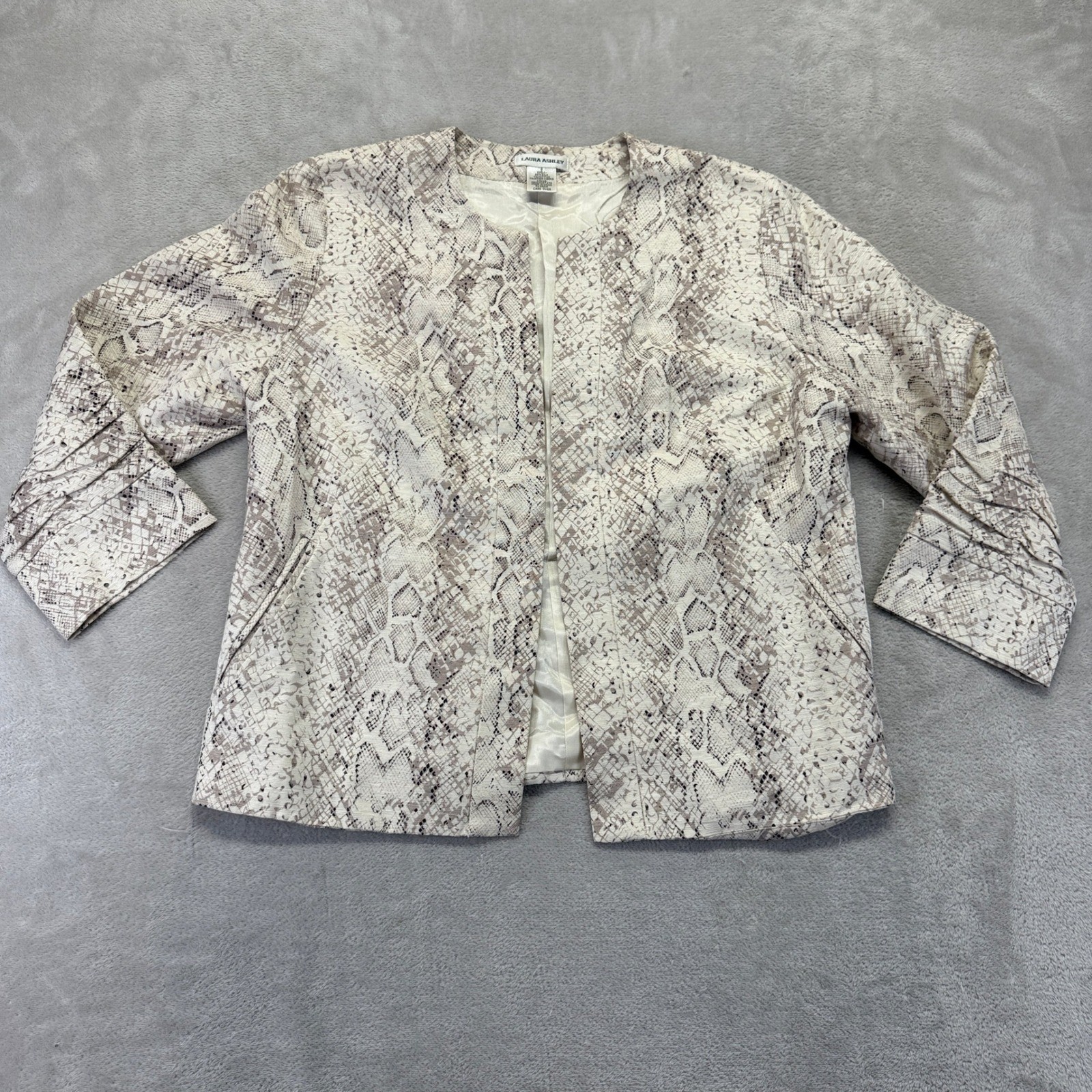 Laura Ashley Jacket Womens Small Python Silk Beig… - image 2