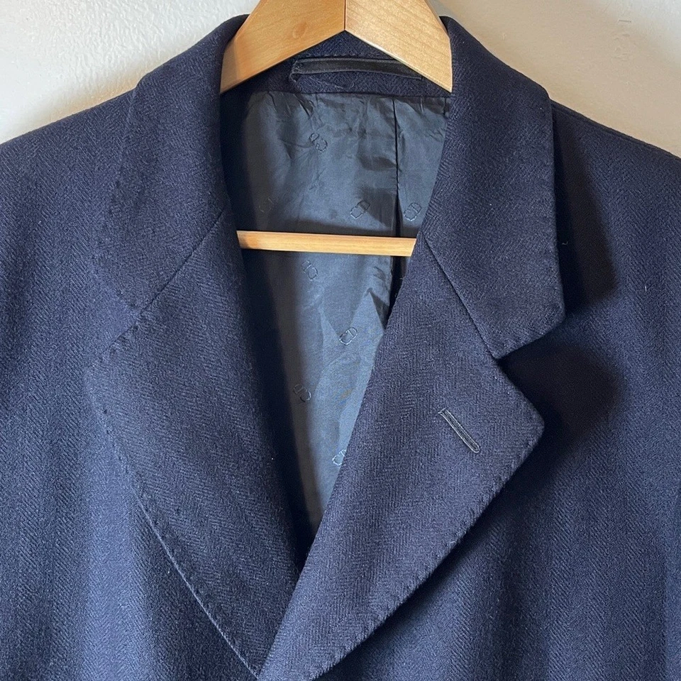 Christian Dior Monsieur 100% Wool Navy Blue Vintage Men’s Dress Sport Coat Sz 38 - Image 3 of 4