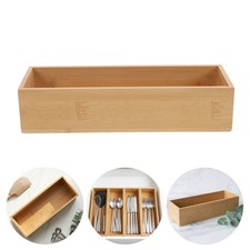 4 Pcs Bamboo Organizer Bins Bathroom Storage Tray Drawer for Utensils