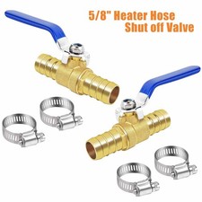 5/8" Brass Hose Barb Ball Valve Kit Heater Hose Shut Off Valve With Clamps