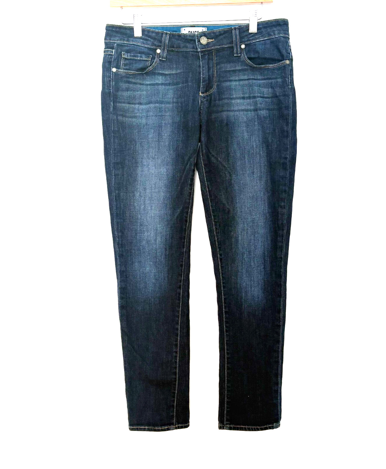 Paige Designer Women’s Skyline Skinny Ankle Jeans Dark-Wash Blue, Size 27