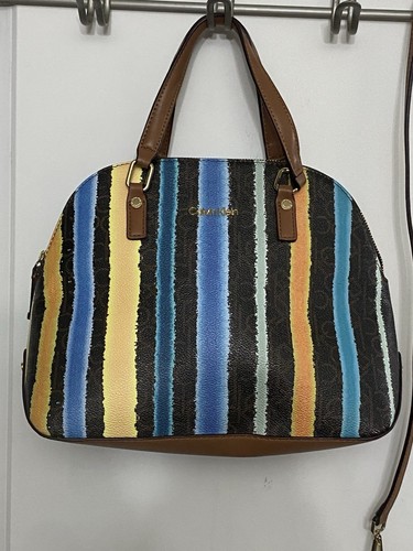 Blue & Yellow pin striped Calvin Klein Bag - Picture 1 of 7