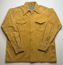 Vintage Deer Creek Gold Corduroy Loop Collar Shirt Men’s Size M L 40s 50s 60s