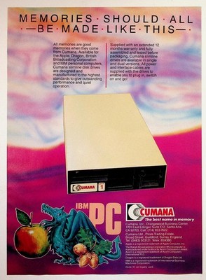 Cumana Disk Drive Vintage 1980s Print Ad Apple IBM PC BBC Micro Dragon Computer