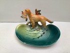 Vintage Napco Golden Retriever Dog with bird Porcelain Figurine Trinket dish — photo 1