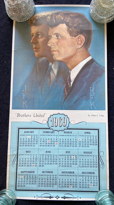 Vintage-Original 1969 John and Robert Kennedy - Brothers United Calendar