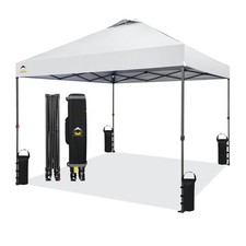 Crown Shades 10 x 10 Foot Instant Canopy Tent, Portable Shelter, White Used 