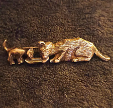 Vintage Taxco Mexico 925 Sterling Silver Mother Cat & Kitten Brooch Pin Fine