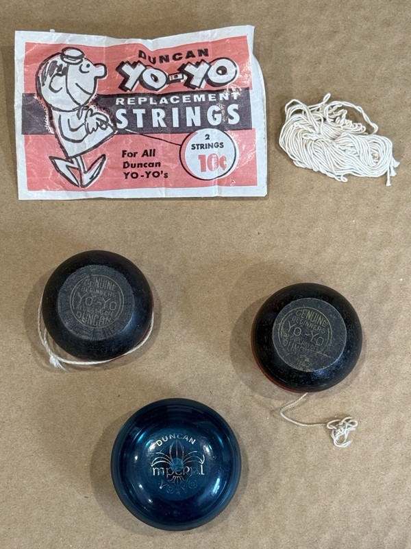 Vintage Duncan Yo-Yo  Lot Of 3 With Original Extra String In Original Bag