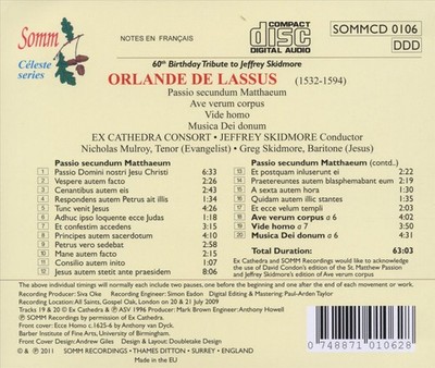 LASSUS: ST MATTHEW PASSION NEW CD