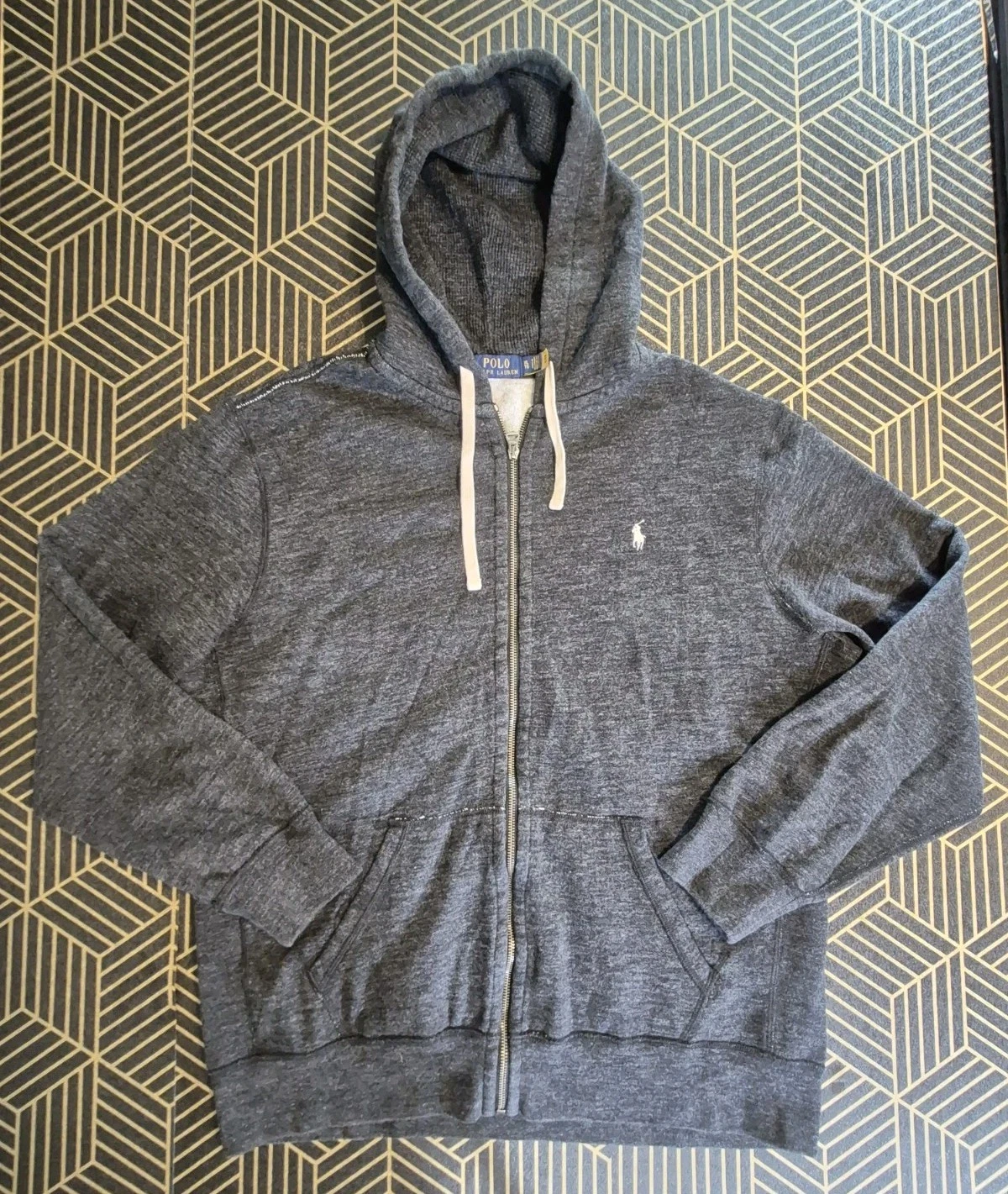 Polo Ralph Lauren Fleece Full Zip Embroidered Hoodie Men XL Heather Gray