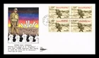 DR JIM STAMPS US COVER WORLD WAR I VETERANS FDC BLOCK OF 4 GILL CRAFT CACHET