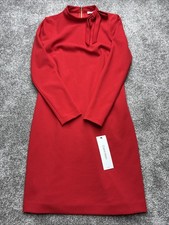 NWT Calvin Klein Women Sleeveless Tie Neck Scuba Crepe Sheath Dress Size 4P Red