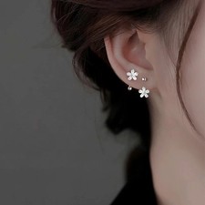 925 Sterling Silver Cute CZ Daisy Flower Stud Earrings Women Girl Gift UK