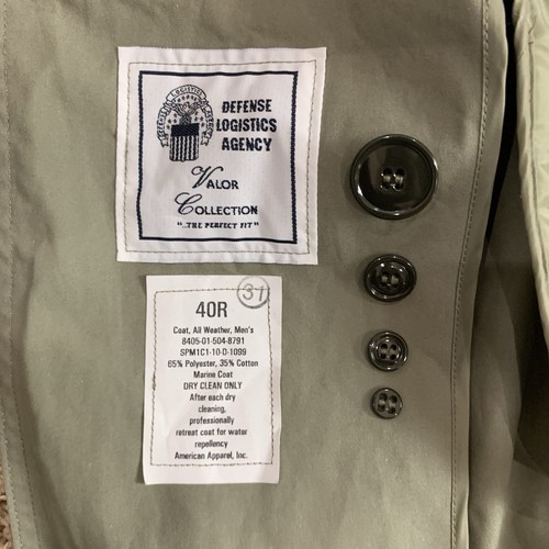 Gabardina impermeable forro para hombre verde 40R de la Agencia de Logística de Defensa Marina *LEER* - Imagen 6 de 12