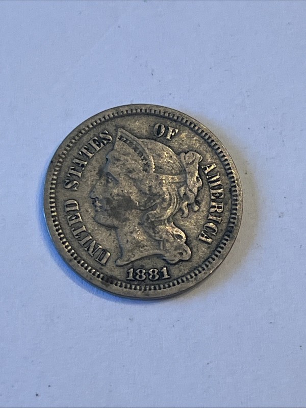 1881 Nickel 3-Cent Piece, Nickel Three-Cent Piece, 3C
