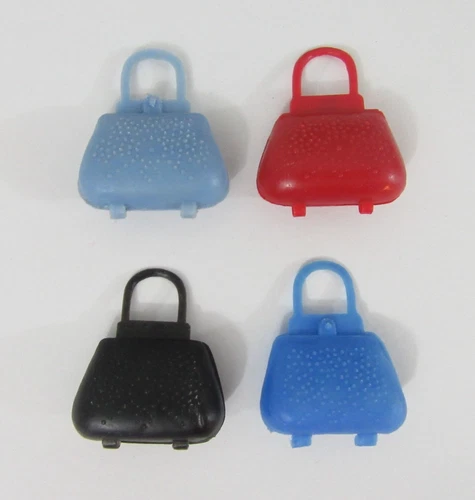 Lot of 4 Vintage Clone Barbie Plastic Purses with Texture - HONG KONG