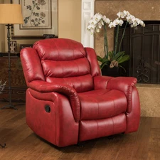 Oversized PU Leather Glider Recliner Chair Red Modern Living Room Seating Comfor