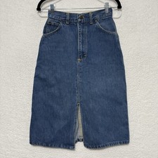 Vintage OshKosh Skirt Women  s Blue Denim Full Maxi Button Pocket 80s USA Size 9