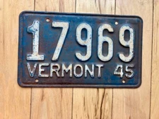 1945 Vermont License Plate