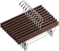 20pcs Wooden Pants Hangers Solid Pants Hangers with Adjustable Clips 14 Inch ...