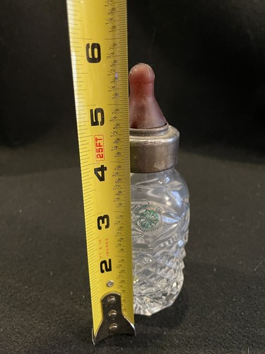 Vintage Galway Irish Crystal Cut Glass Baby Bottle Original Sticker Acid Etched - Picture 3 of 7