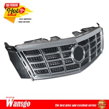 Front Bumper Upper Grille For Cadillac Xts 2013-2015 Plastic Center Chrome Black