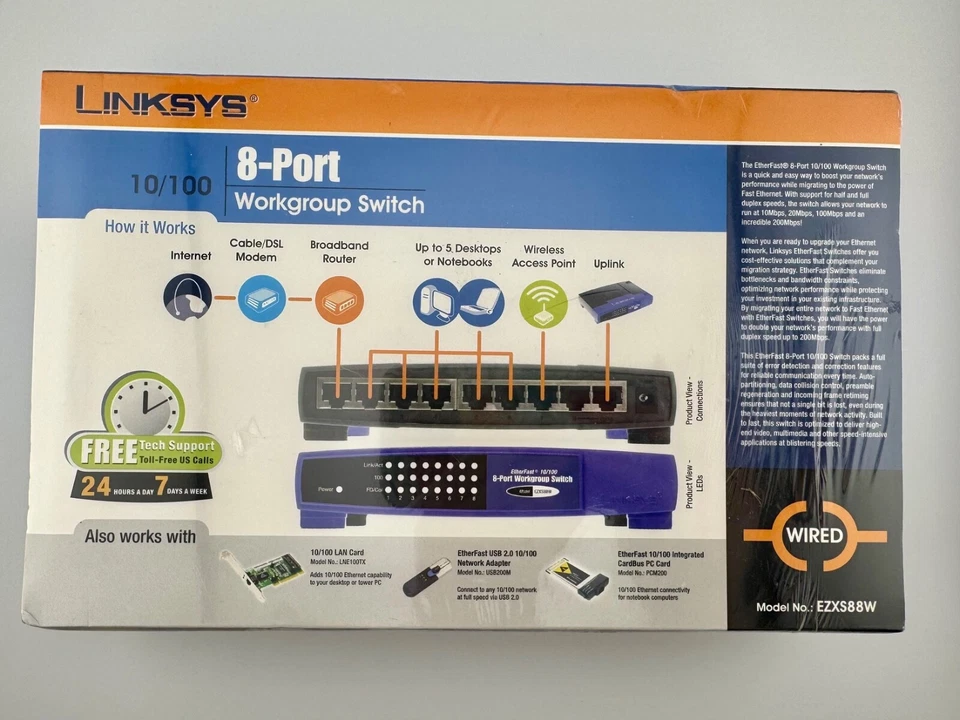 Linksys Workgroup Switch (EZXS88W) 8-Ports External Switch, BRAND NEW, 2003 - Image 2 of 4