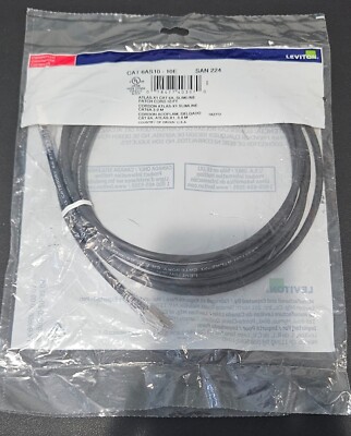 New Leviton Atlas-X1 Cat 6A Slimline Patch Cord 10 ft Black (6AS10-10E)