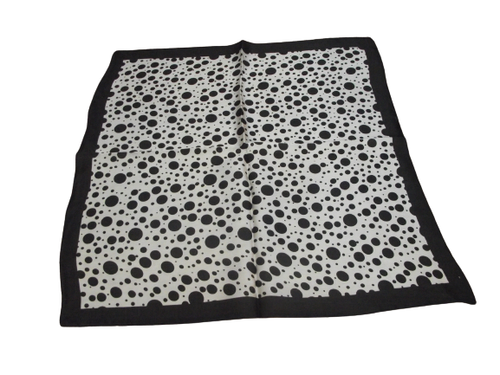 Foulard Carré En Soie 52x52 Cm - Motif Pois Noir - Neuf Avec Étiquettes