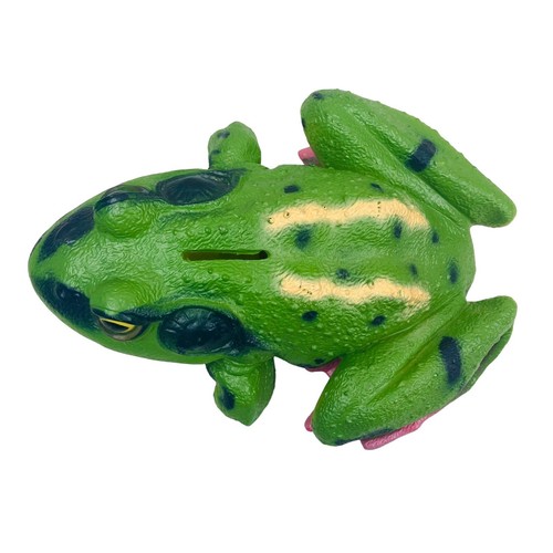 Vintage Frog Bank 1993 Plastic Blow Mold Realistic Cute Green Frog Coin Bank 8” - Picture 3 of 7