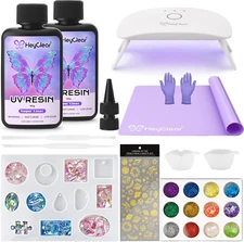 Heyclear UV Resin Kit 200G with UV Light, Molds and Casting Tools -Super Clear, 
