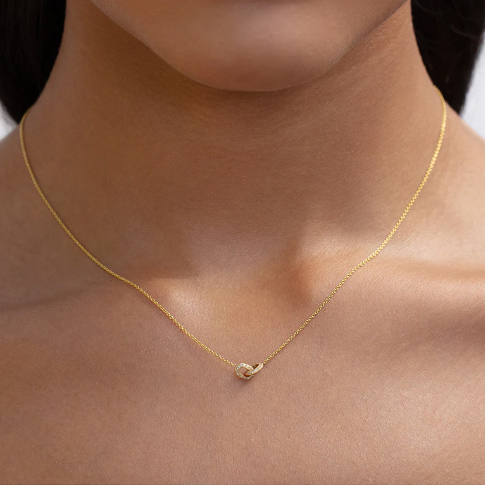 【Lizzie Mandler】Xs two sided pave diamond link necklace Lizzie Mandler XS Two-Sided Pave Diamond Oval Linked