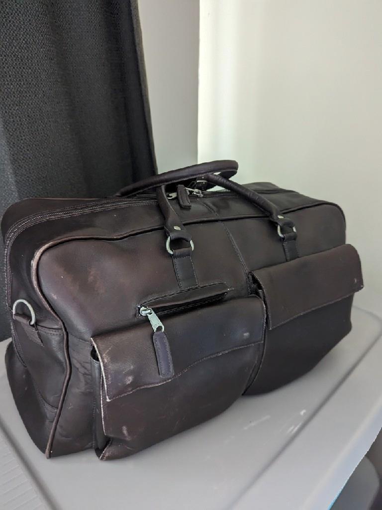 LEXUS brown DUFFLE BAG columbia leather CARRY-ON gym bag | eBay