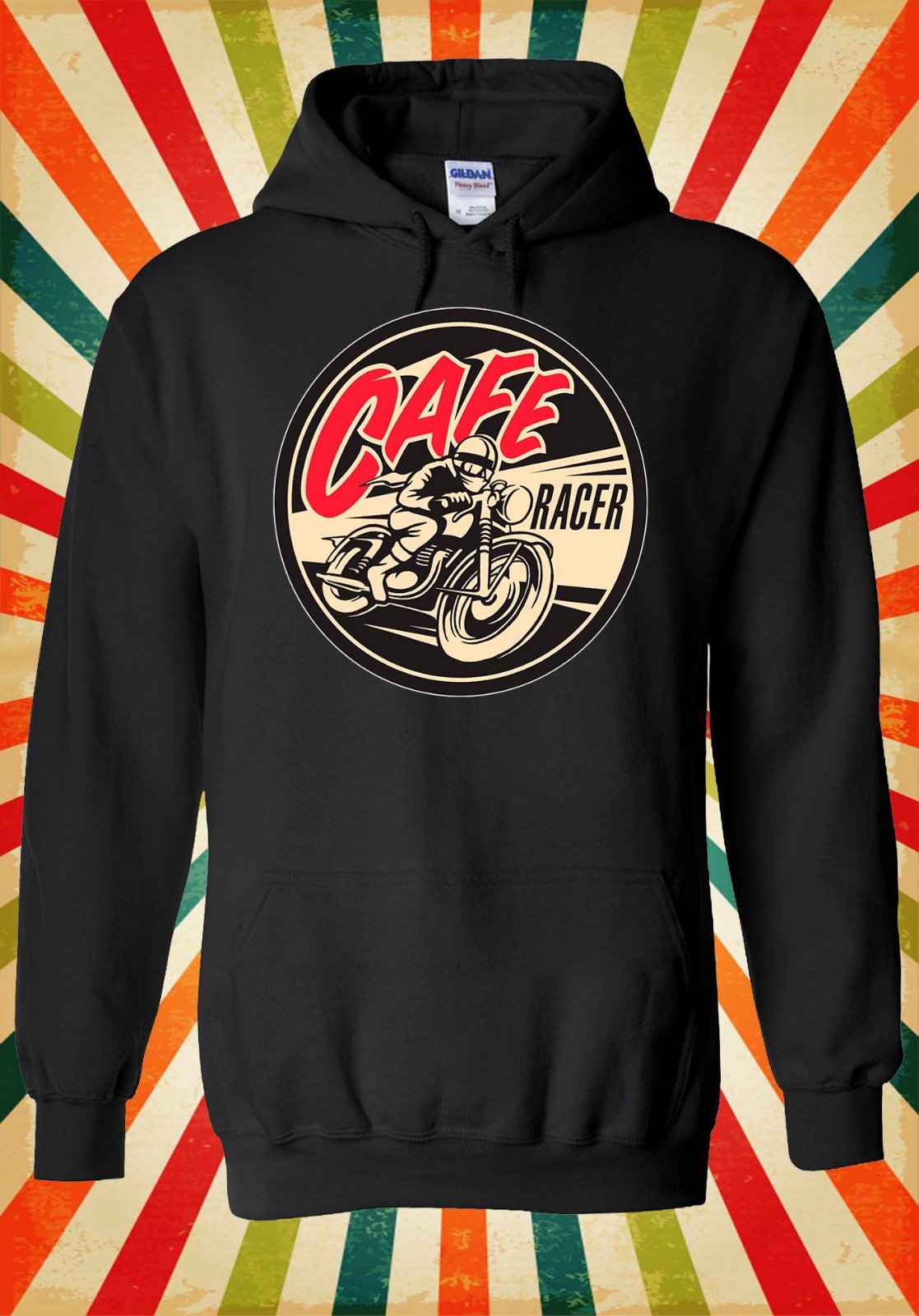 Café Racer Bicicleta Motocicleta Carrera Genial Hombres Mujeres Unisex Top Sudadera con Capucha 1814