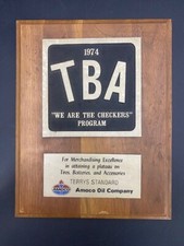 Vintage 1974 TBA Amoco Oil Company Award Plaque