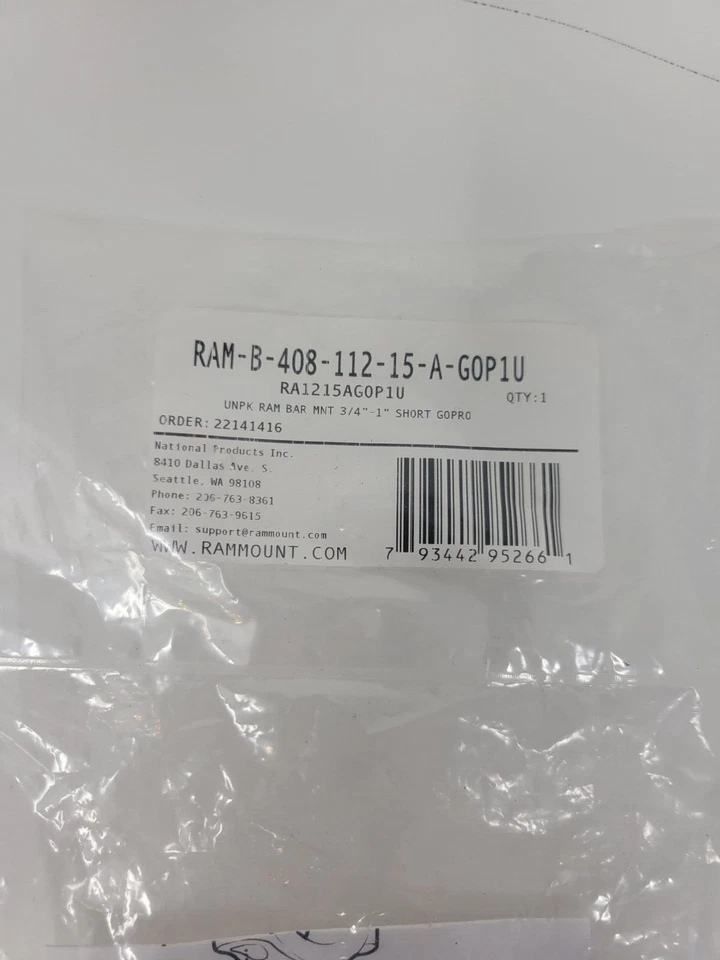 RAM-B-408-112-15-A-GOP1U RAM Torque Large Rail Base with Univ Action Cam Base. - Image 2 of 4