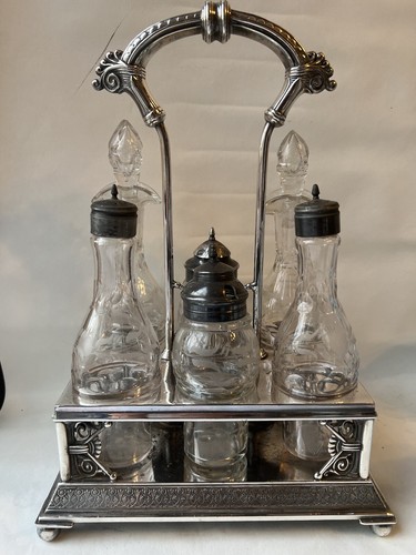Juego de cruet de placa de plata estilo victoriano antiguo - Imagen 7 de 24
