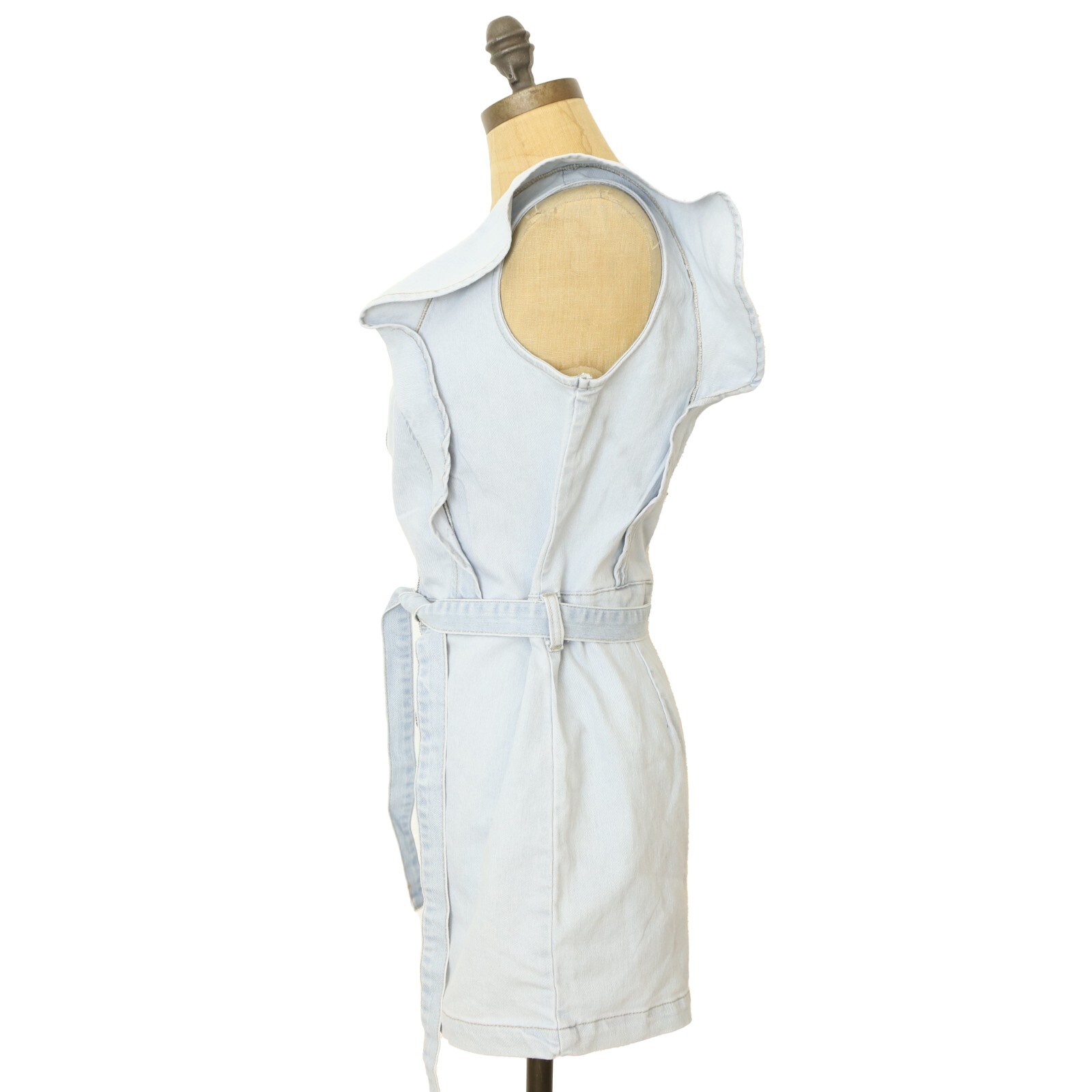 Tinseltown Zip Ruffle Romper Juniors Size L Belted Light Wash Denim NEW B51 eBay