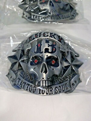 Lucky 13 Tattoo Your Soul Reproduction Skeleton Skull Head Belt