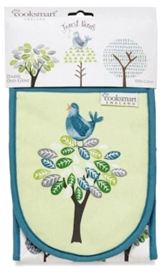 Doppelter Ofenhandschuh Baumwolle Bäume Vögel Forest Birds Cooksmart England - Bild 2 von 2
